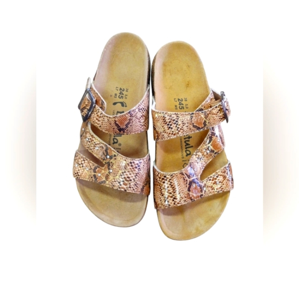 Betula by Birkenstock snake Print Sandals with Buckle